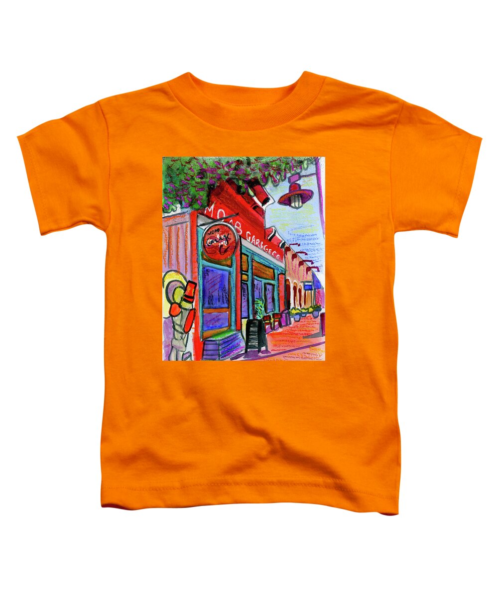 Moab Toddler T-Shirt featuring the painting Moab Garage Co by Madeline Dillner