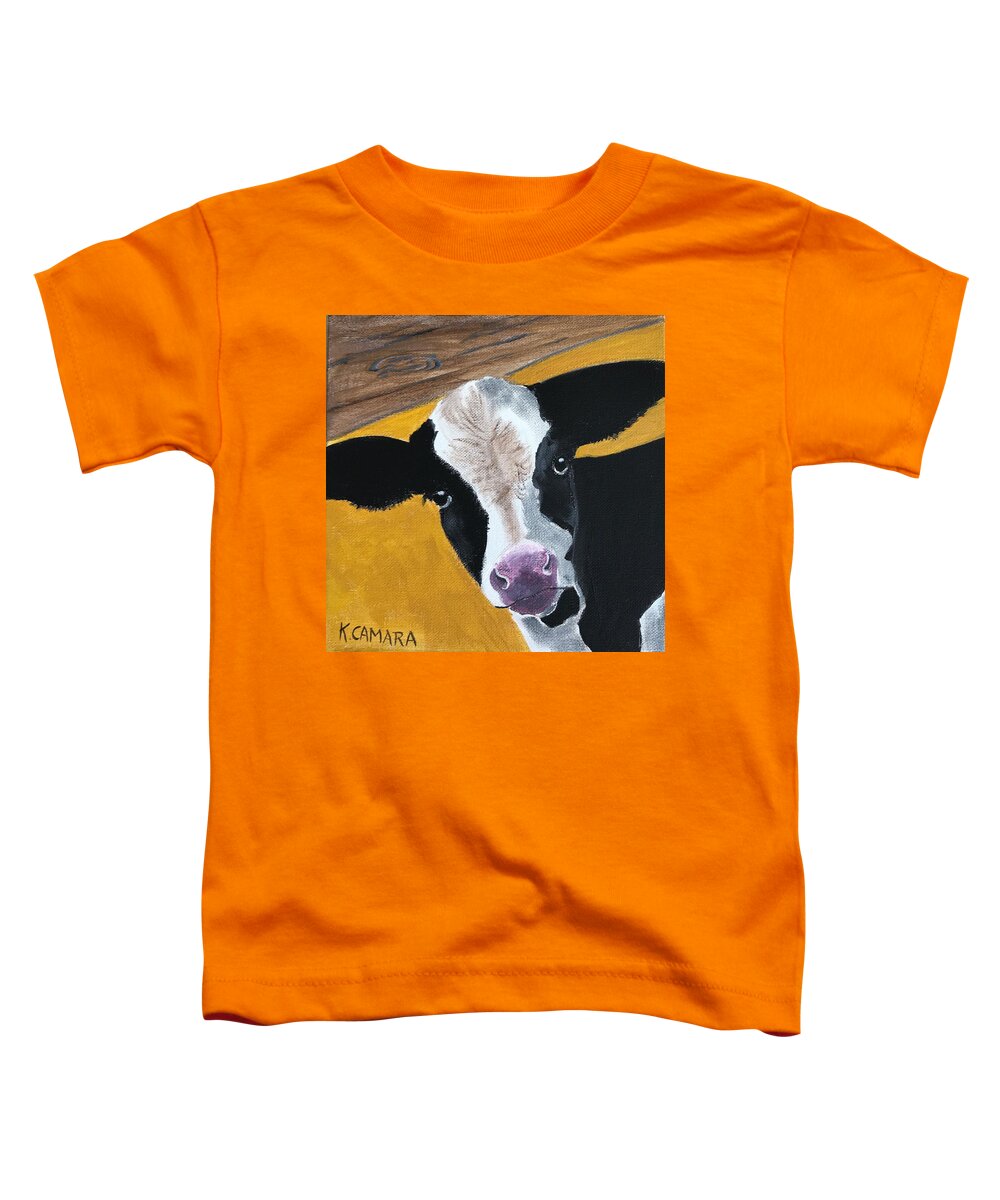 Pets Toddler T-Shirt featuring the painting Moo Cow by Kathie Camara