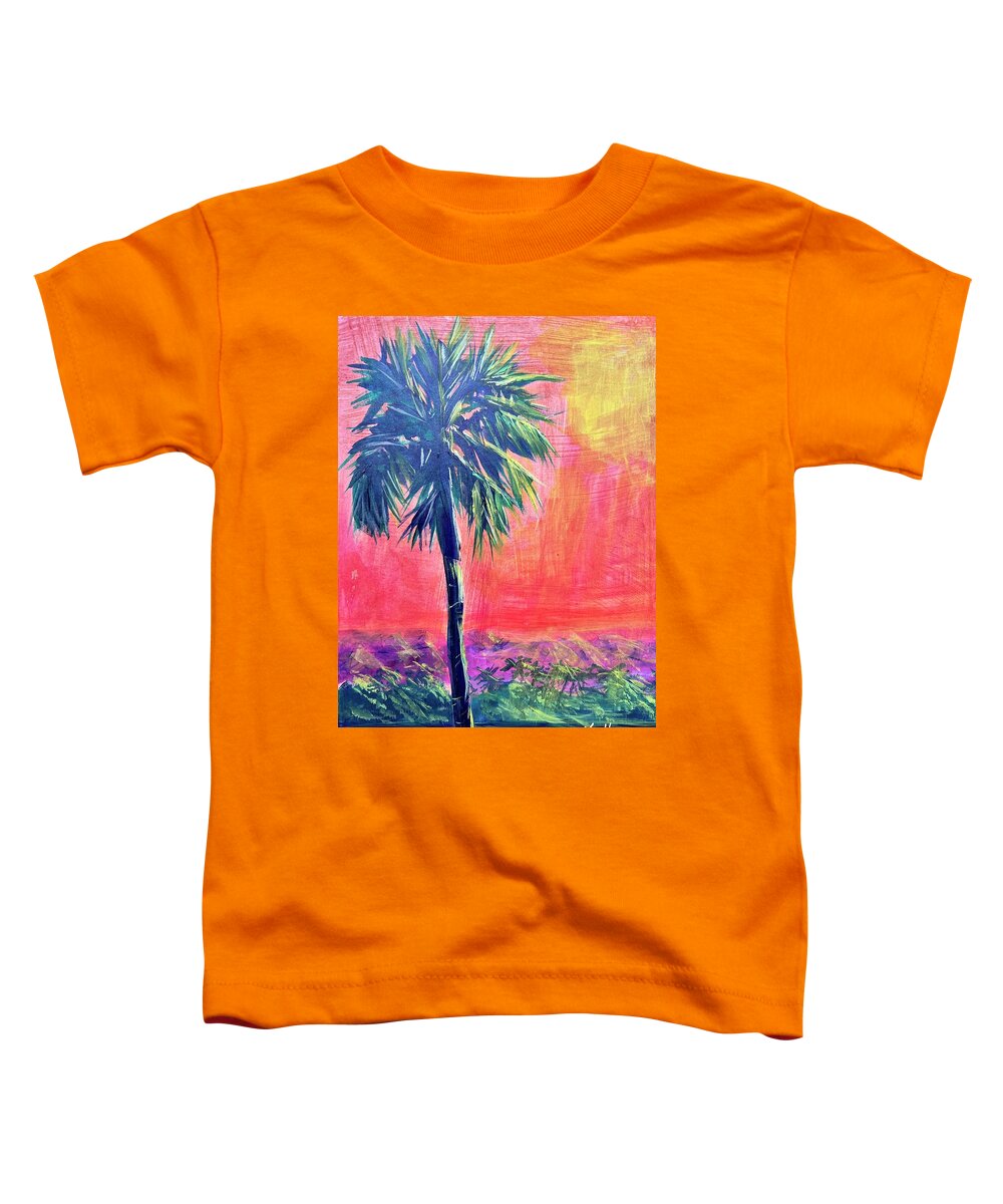 Palm Toddler T-Shirt featuring the painting Moonlit Palm by Kelly Smith