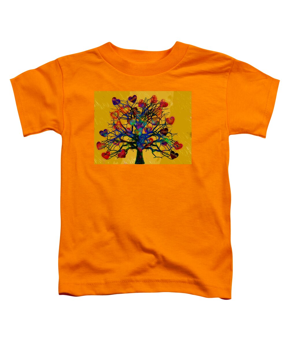 Motivational Toddler T-Shirt featuring the digital art Motivational Tree Of Hope With Yellow Background by Michelle Liebenberg
