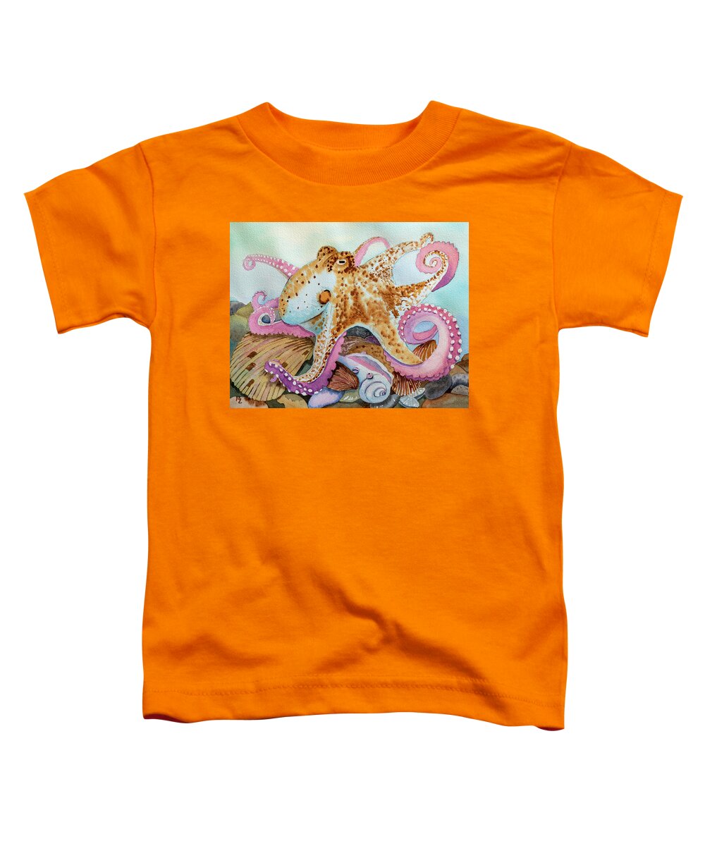 Octopus Toddler T-Shirt featuring the painting Octopus Dream by Margaret Zabor