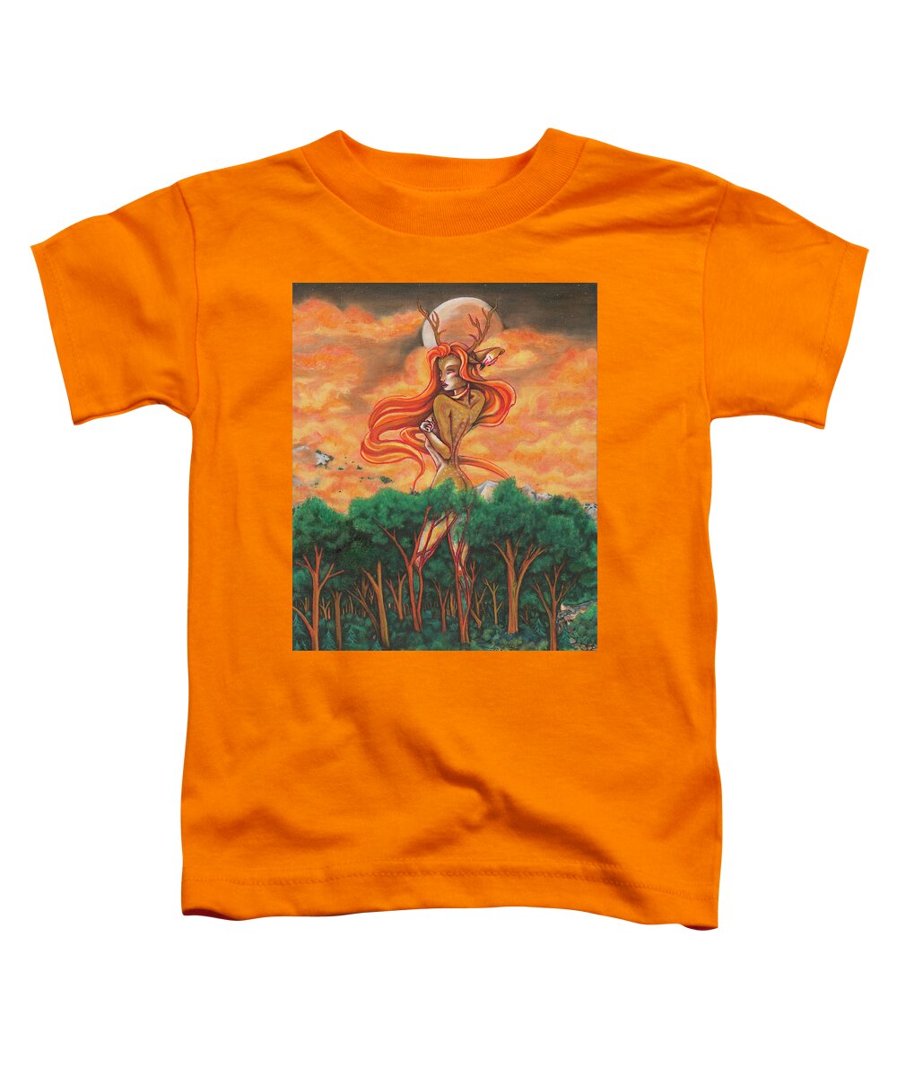 Fantasy Toddler T-Shirt featuring the painting Our Lady of the Forest by Megan Thompson