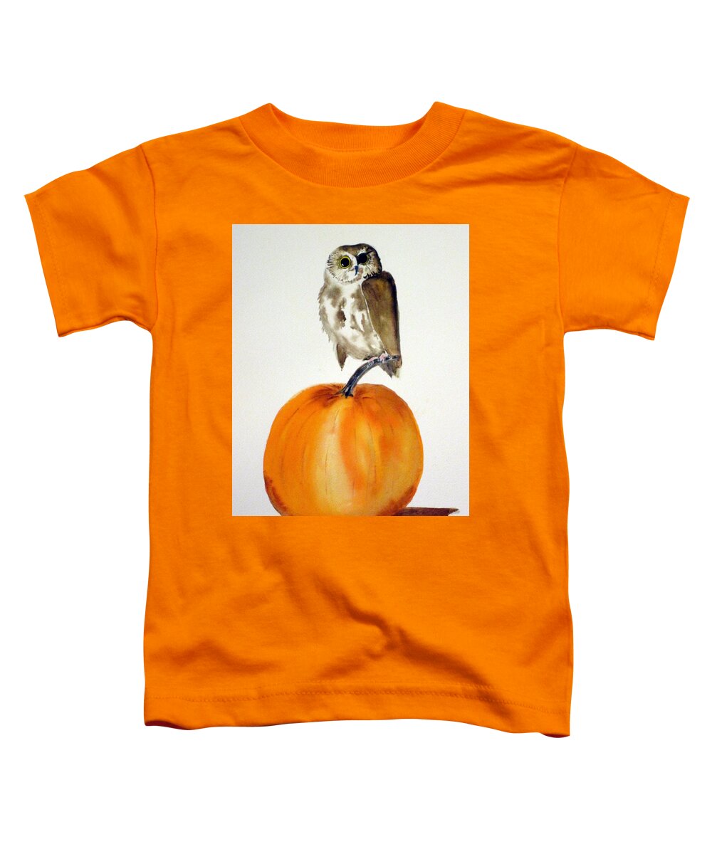 Owl Toddler T-Shirt featuring the painting Owloween by Dominique Bachelet