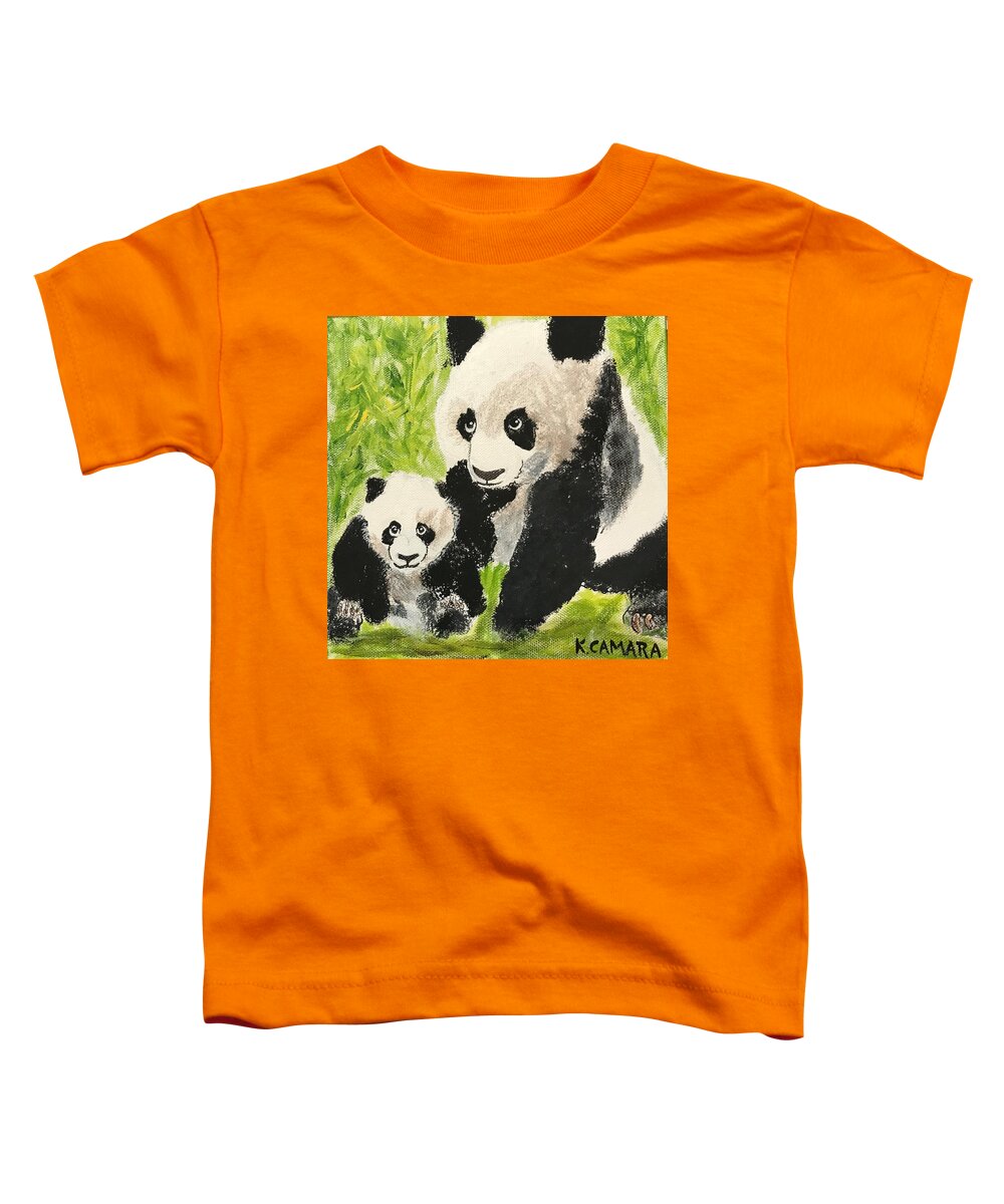 Pets Toddler T-Shirt featuring the painting Pandas by Kathie Camara