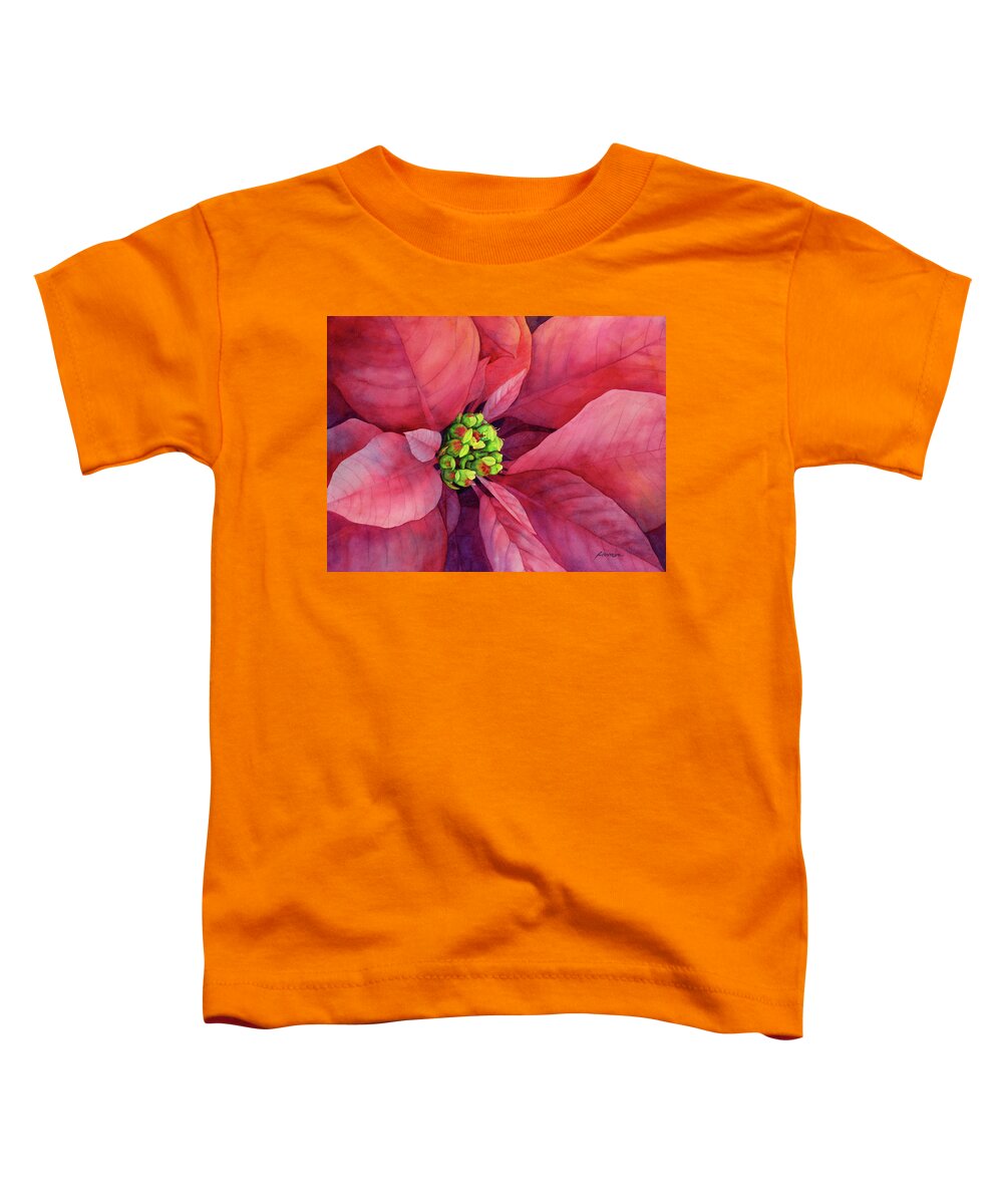 Poinsettia Toddler T-Shirt featuring the painting Plum Poinsettia by Hailey E Herrera