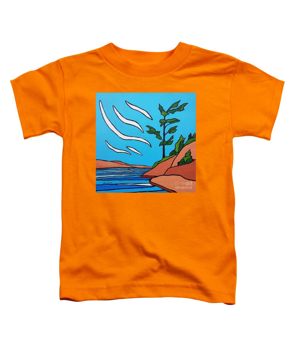 Trees Toddler T-Shirt featuring the painting Pointe au Baril by Petra Burgmann