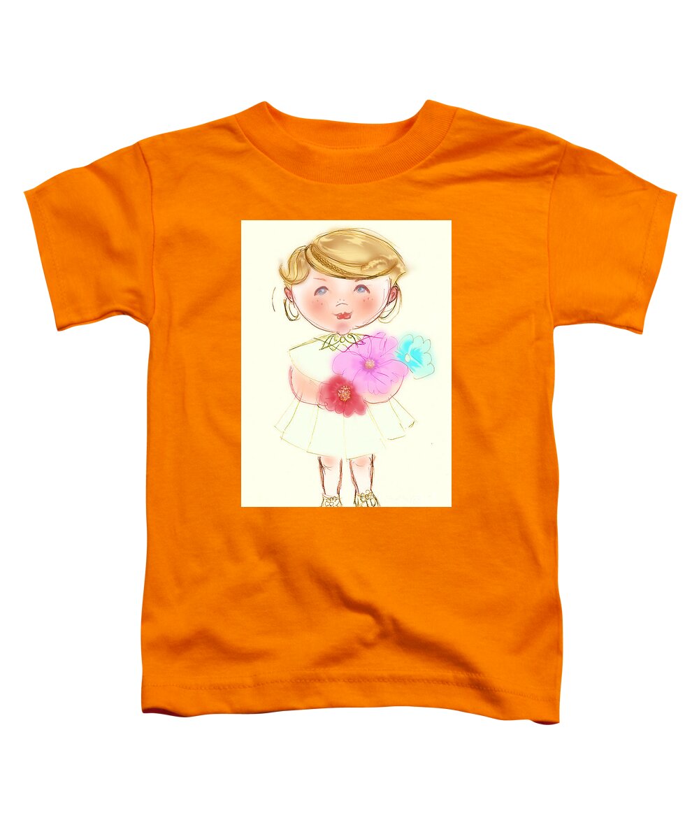 Little Girl Toddler T-Shirt featuring the painting Pretty Cute Little Girl by Remy Francis