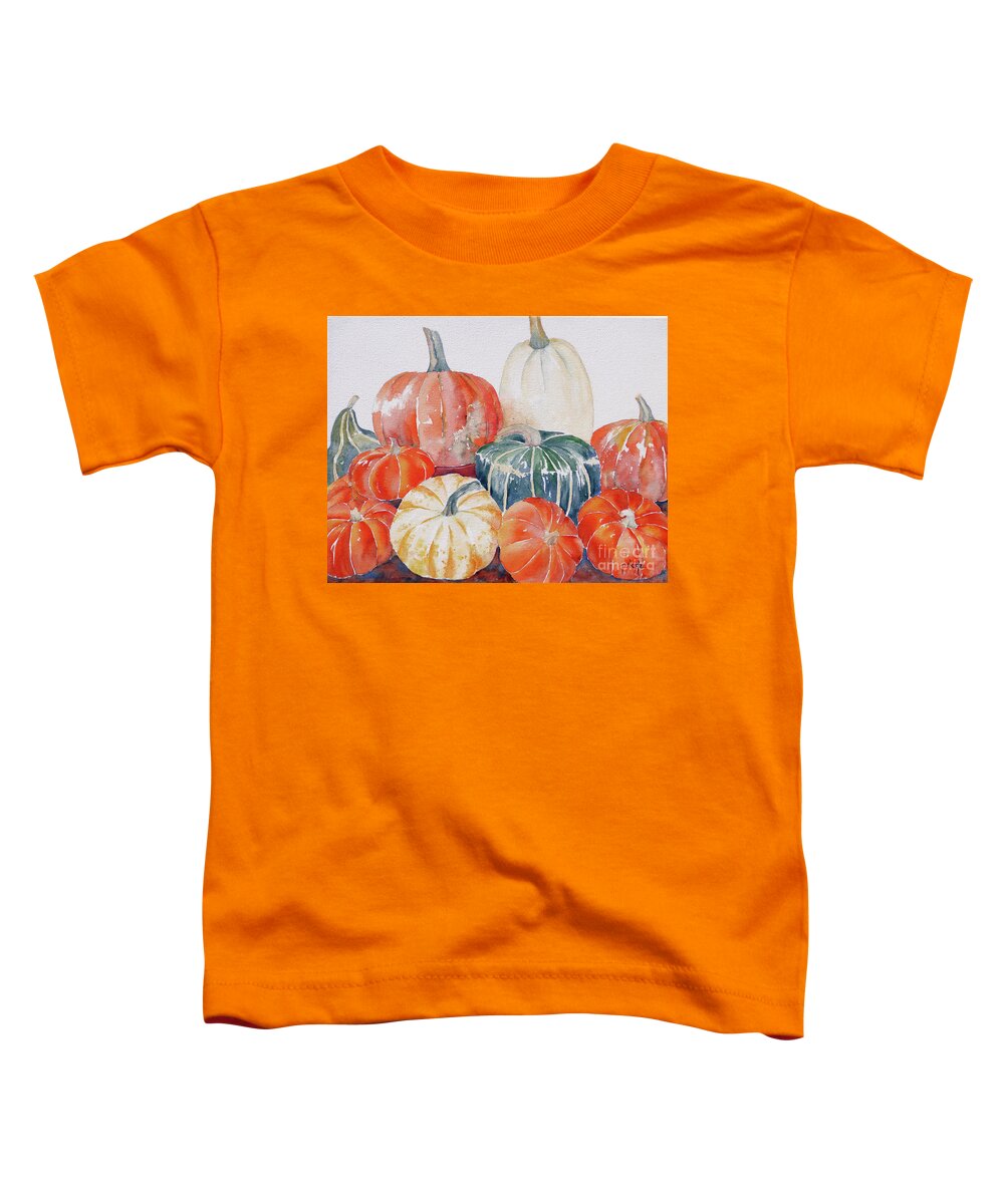 Realism Toddler T-Shirt featuring the painting Pumpkins And Squash by Pat Katz