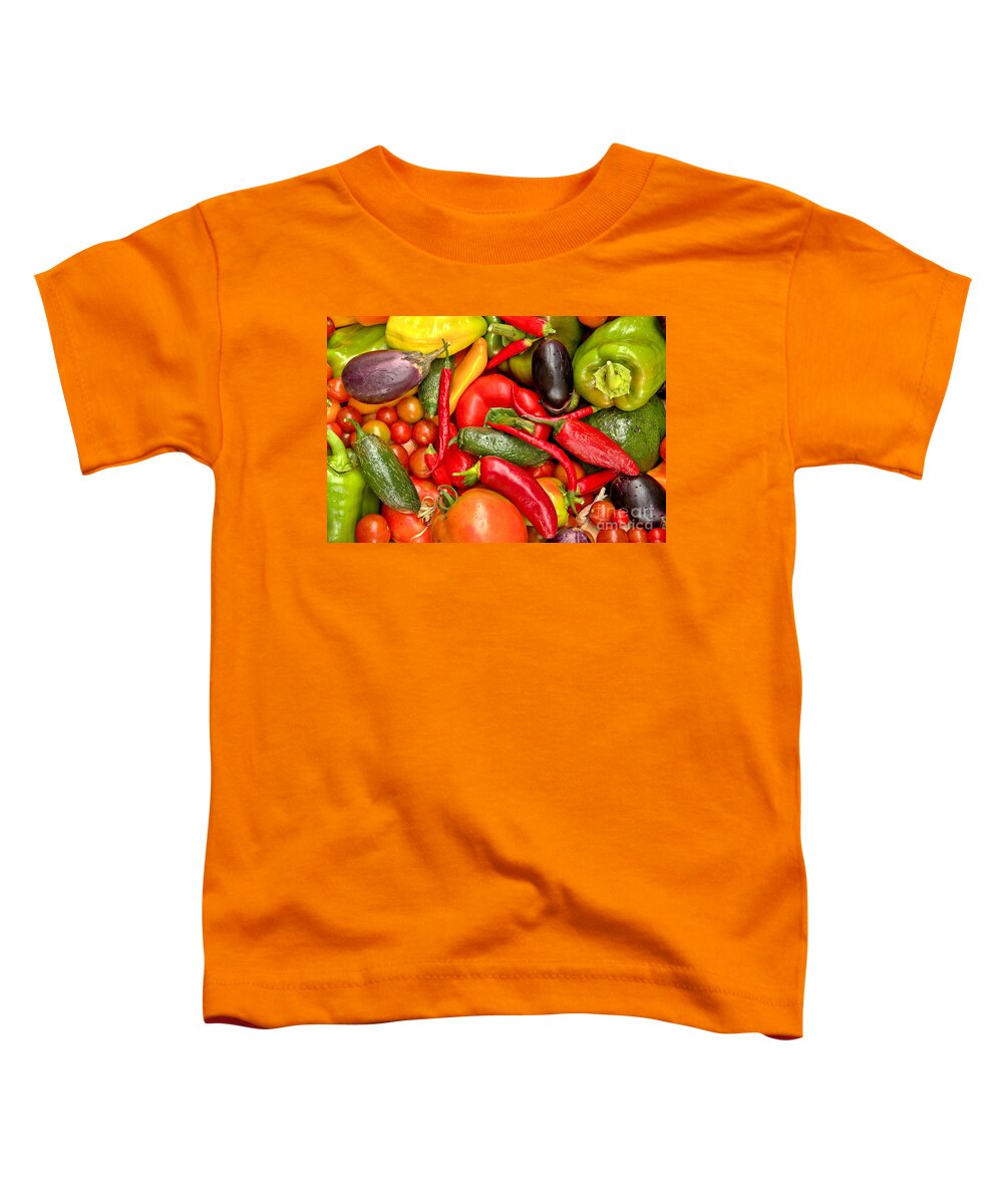 Peppers Toddler T-Shirt featuring the photograph Red Peppers And Tomatoes by Adam Jewell