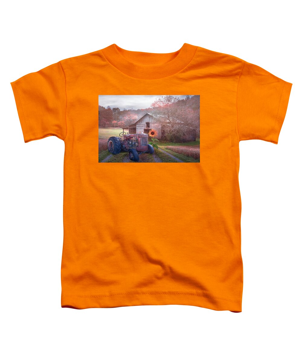 Barns Toddler T-Shirt featuring the photograph Rusty Red on the Farm in Country Colors by Debra and Dave Vanderlaan