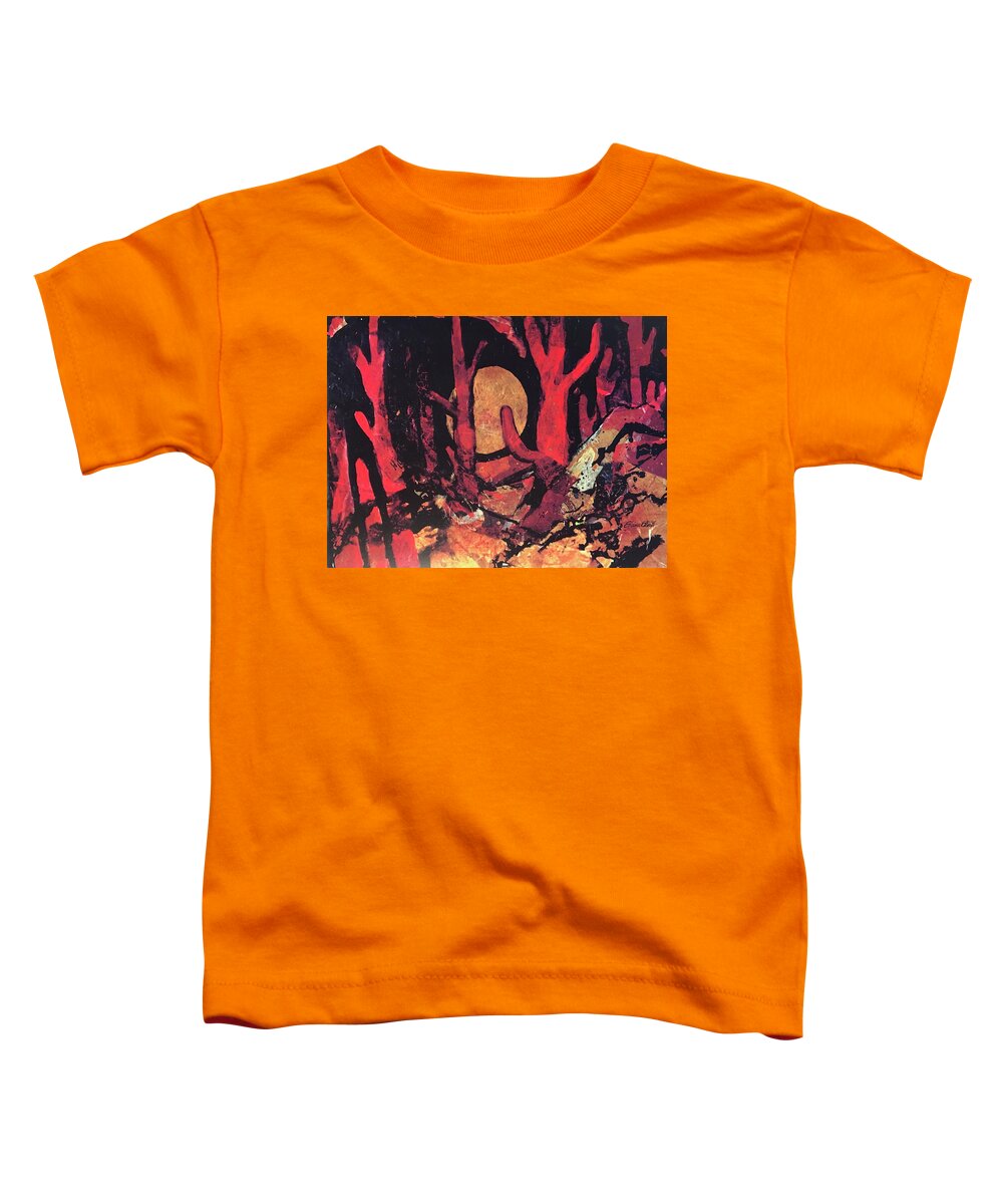 Southwest Landscape Toddler T-Shirt featuring the painting Saguaro Sunset by Elaine Elliott