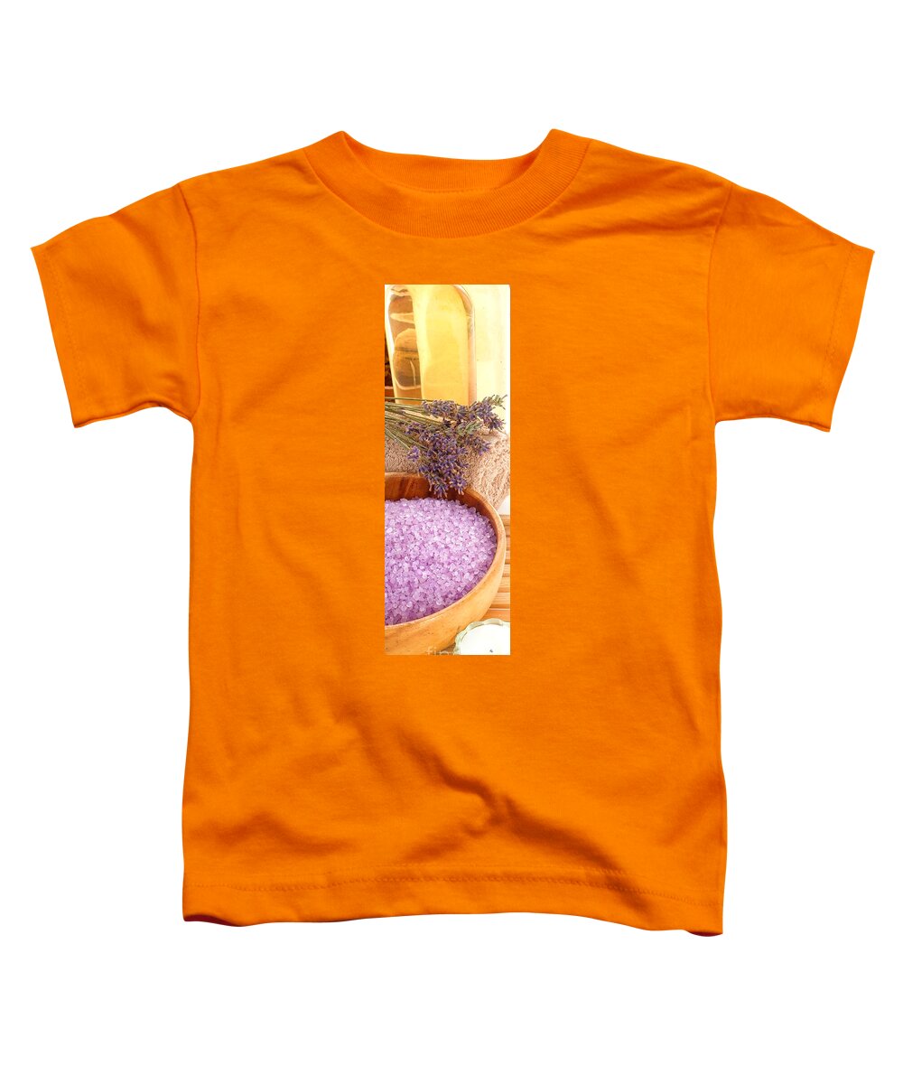 Accessories Toddler T-Shirt featuring the photograph Scented Lavender Bath Salts and Aromatherapy Accessories by Olivier Le Queinec