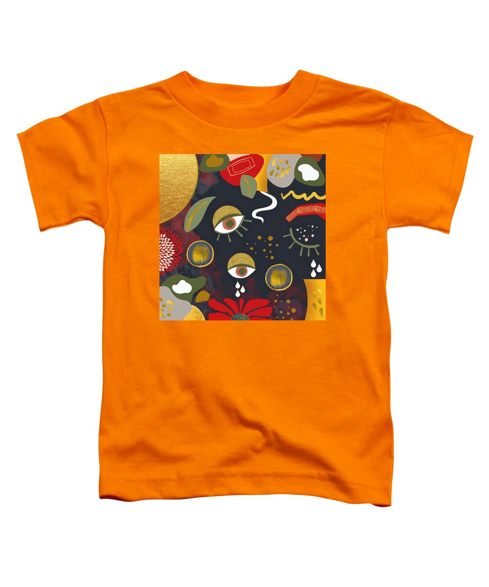 Contemporary Art Toddler T-Shirt featuring the mixed media Short's Drawing Oblique by Canessa Thomas