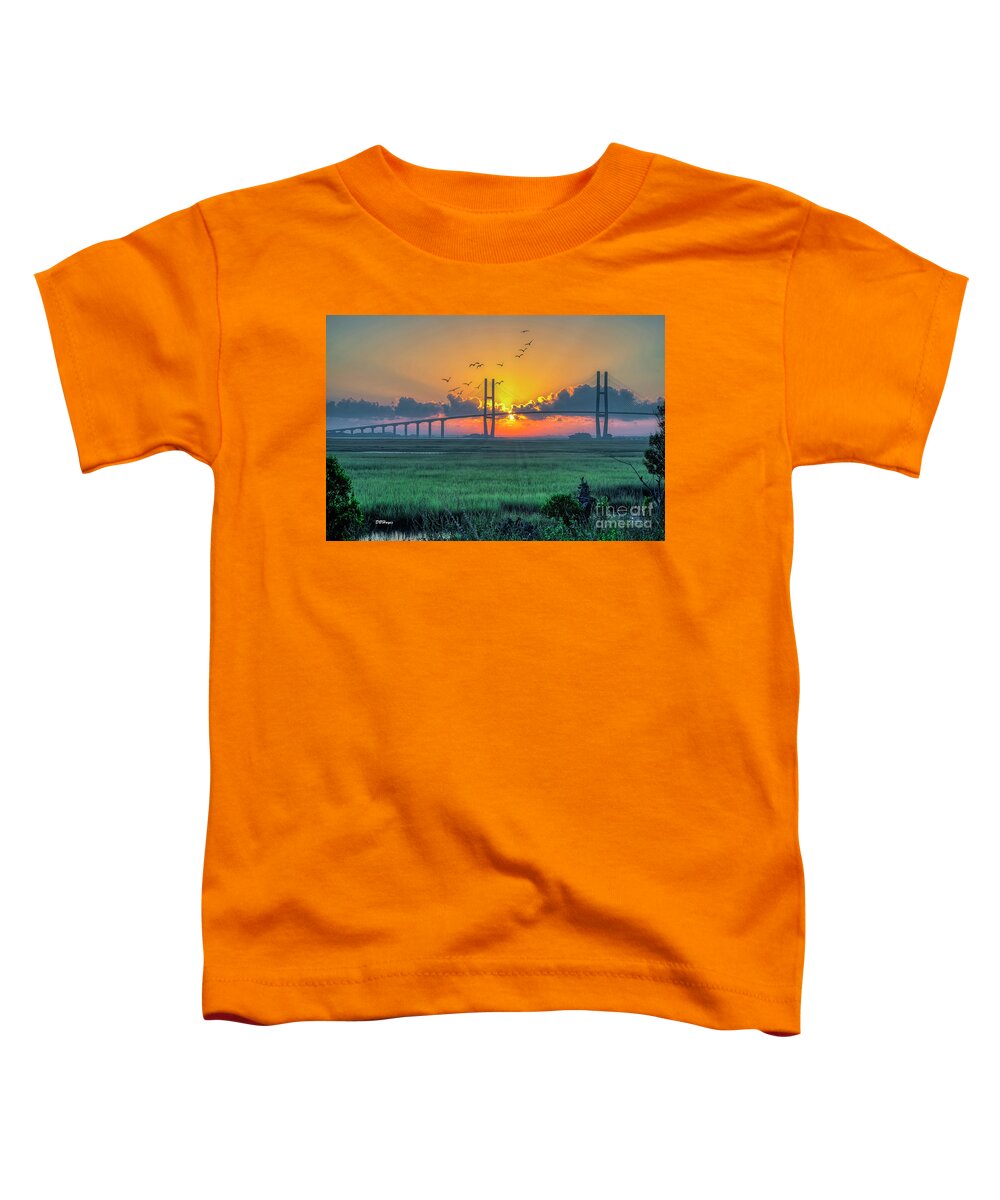 Bridges Toddler T-Shirt featuring the photograph Sidney Lanier Bridge Foggy Sunrise I by DB Hayes
