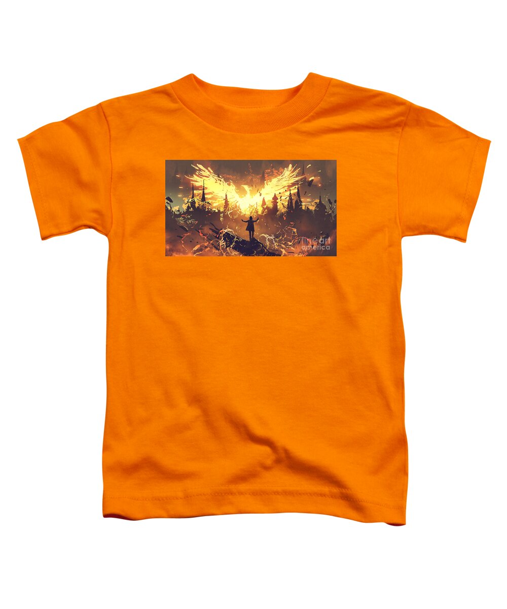 Illustration Toddler T-Shirt featuring the painting Summoning The Phoenix by Tithi Luadthong