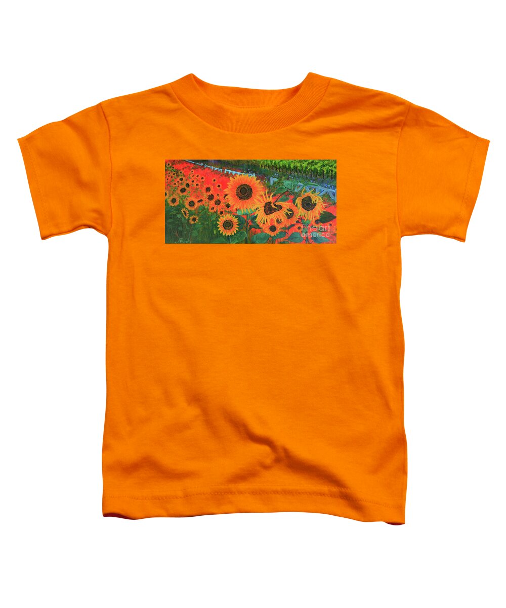 Sunflower Toddler T-Shirt featuring the painting Sunflower Life by Jeanette French