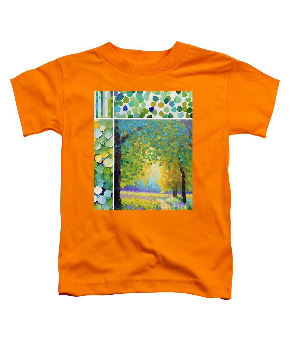 Aqua Toddler T-Shirt featuring the digital art Sunlight and leaves- pattern combo by Holly Winn Willner