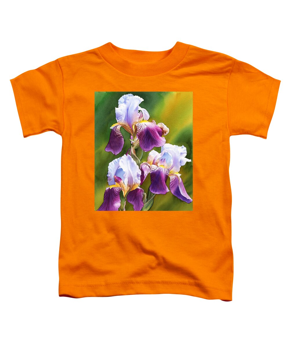 Iris Toddler T-Shirt featuring the painting Sunny Irises by Espero Art