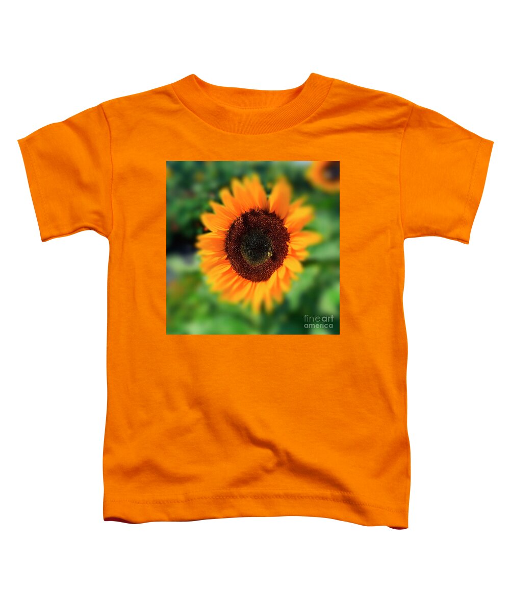 Bee Toddler T-Shirt featuring the photograph Sunny Sunflower and Fellow Bee by Luther Fine Art