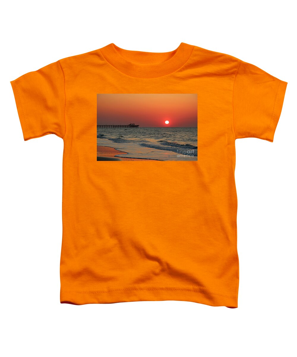 Seaview Toddler T-Shirt featuring the photograph Sunrise at Seaview Pier North Topsail Island 1280 by Jack Schultz