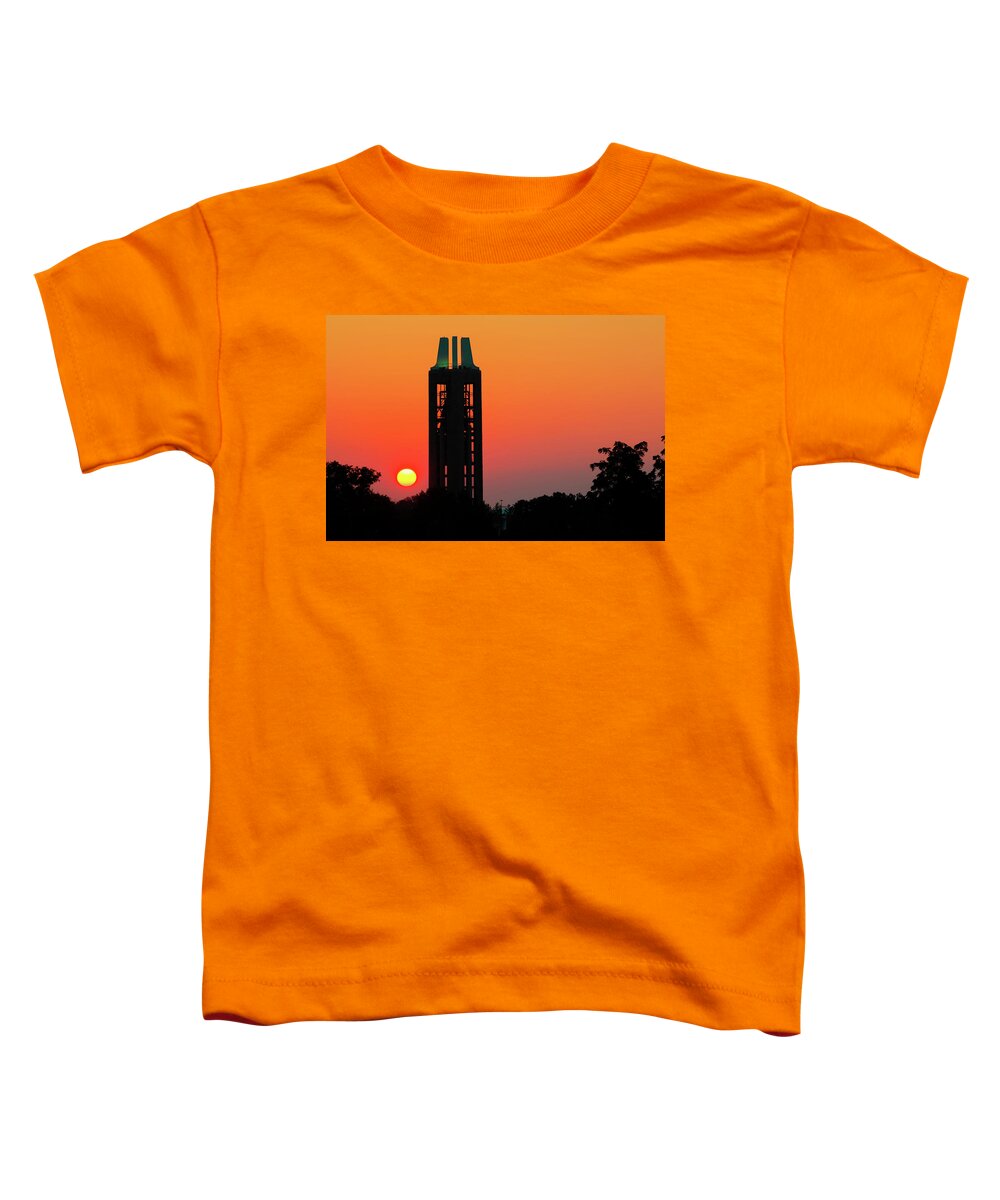 America Toddler T-Shirt featuring the photograph Sunrise at the Campanile - Lawrence Kansas by Gregory Ballos