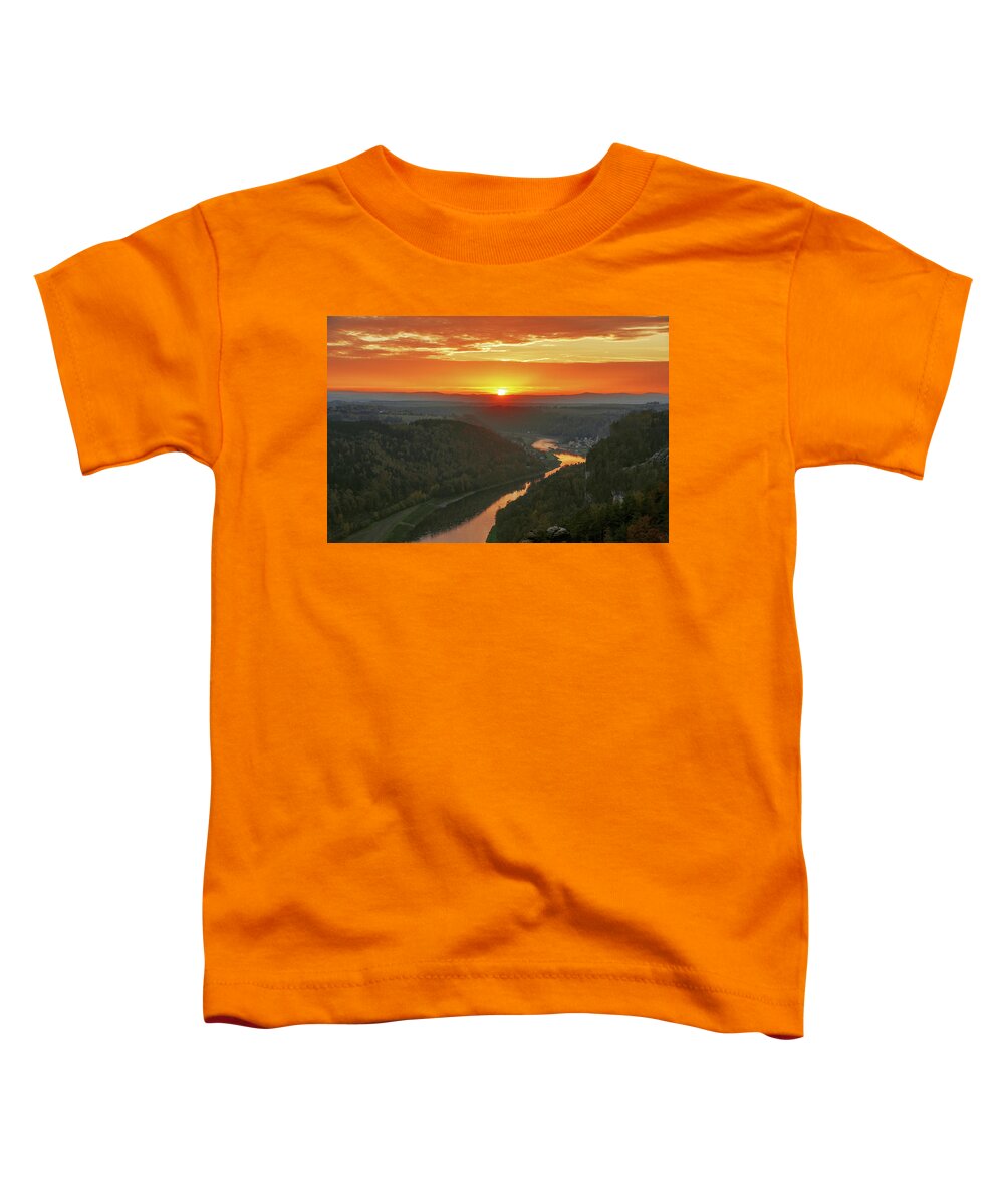 Saxon Switzerland Toddler T-Shirt featuring the photograph Sunset over the Elbe by Sun Travels