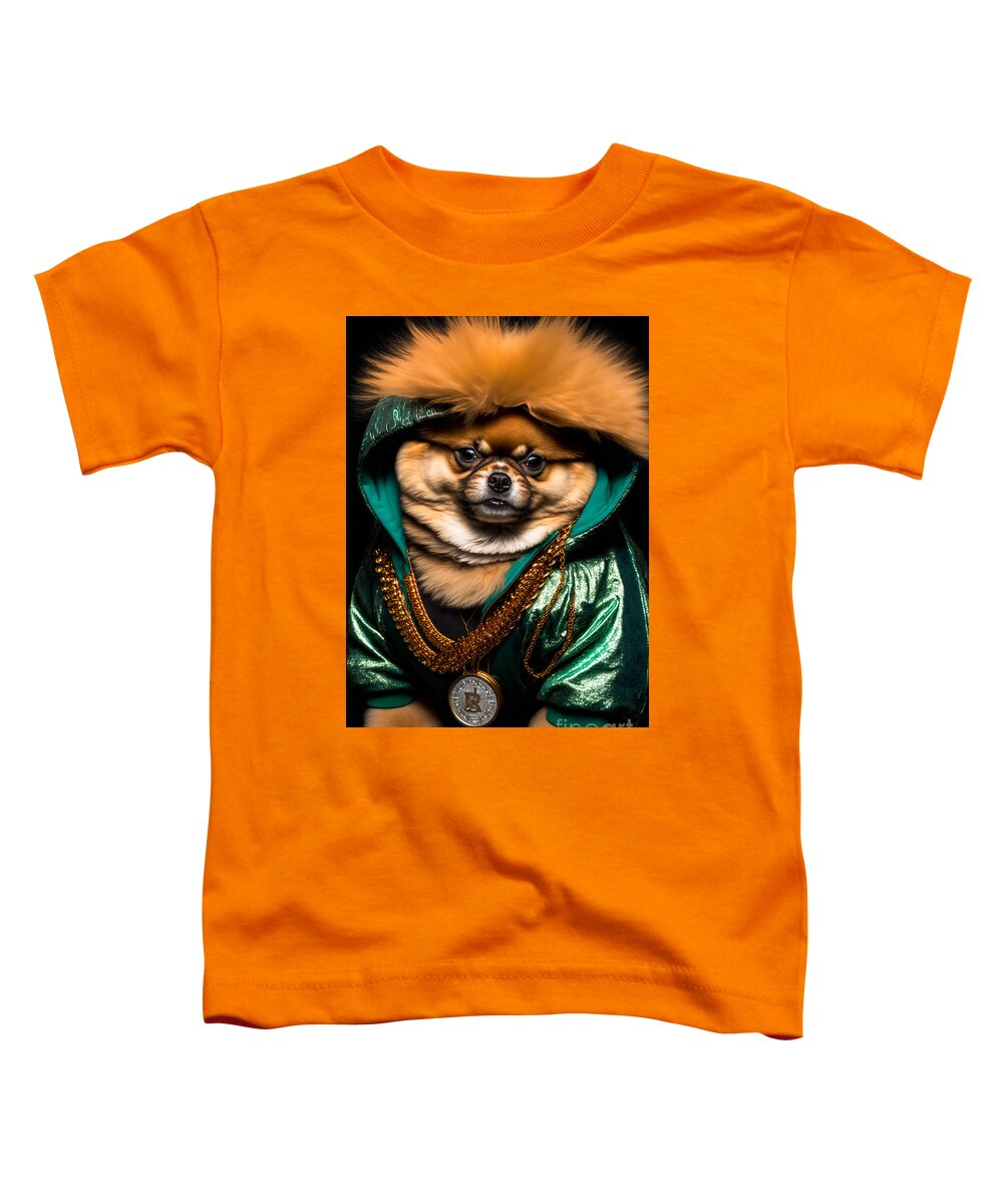 'sup Dawgg Pomeranian Toddler T-Shirt featuring the mixed media 'Sup Dawgg Pomeranian by Jay Schankman