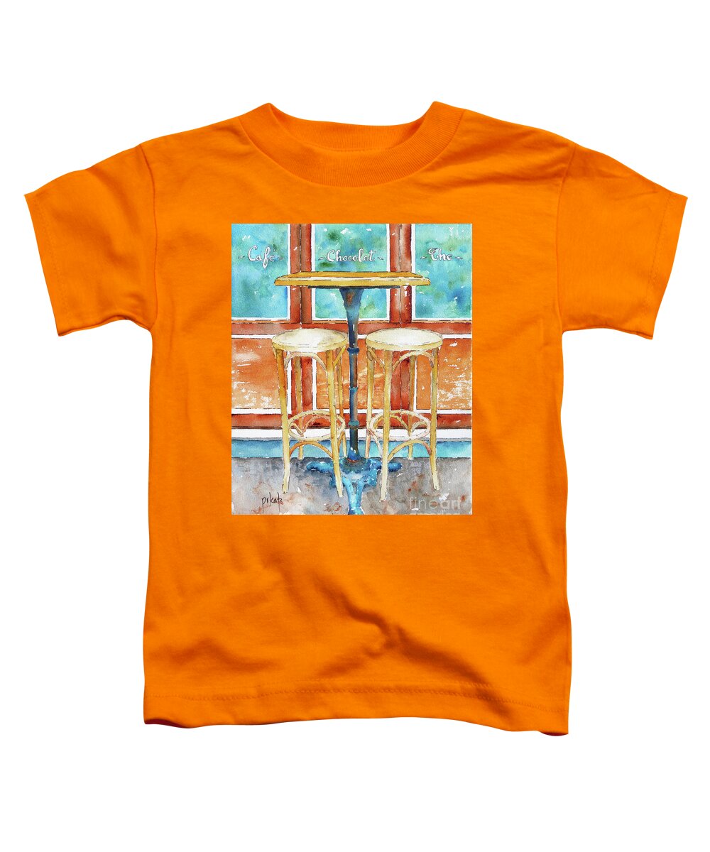 Coffee Signs Toddler T-Shirt featuring the painting Table For Two Paris by Pat Katz
