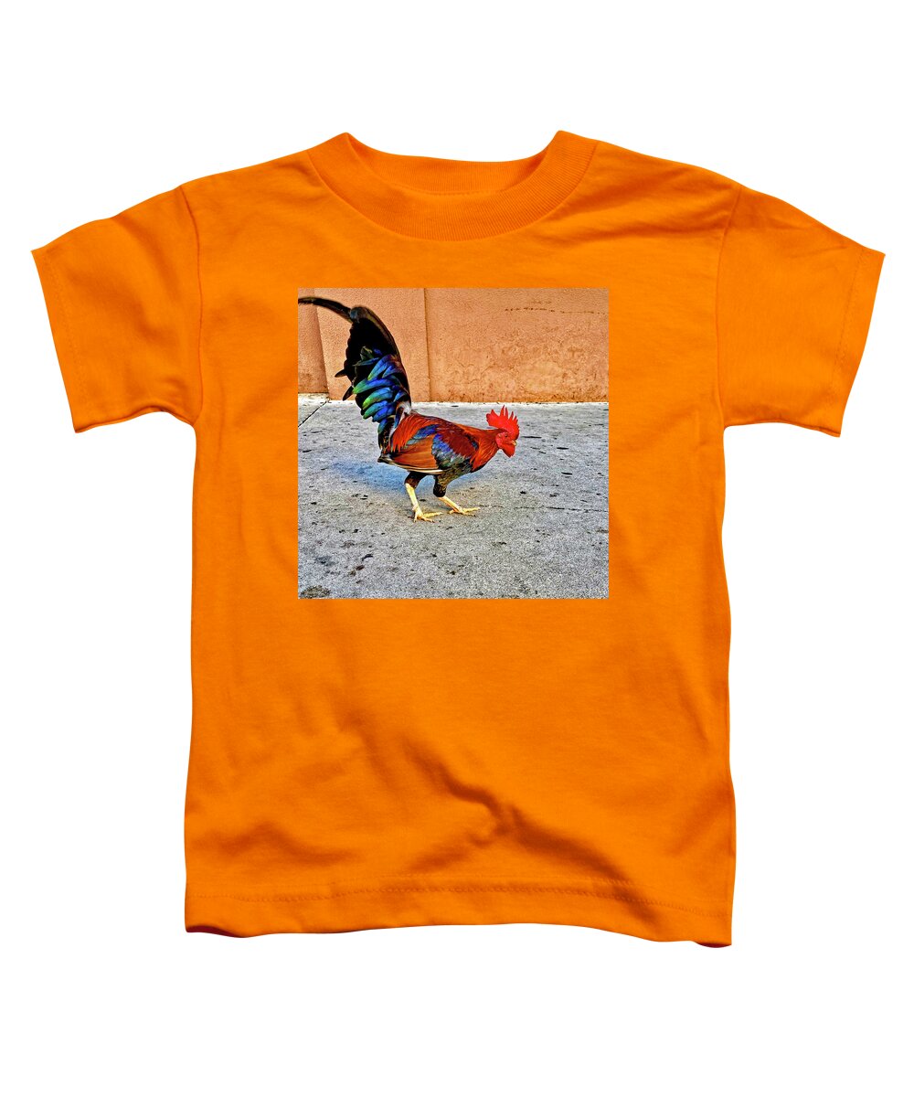  Key Toddler T-Shirt featuring the photograph The Key West Rooster by Monika Salvan