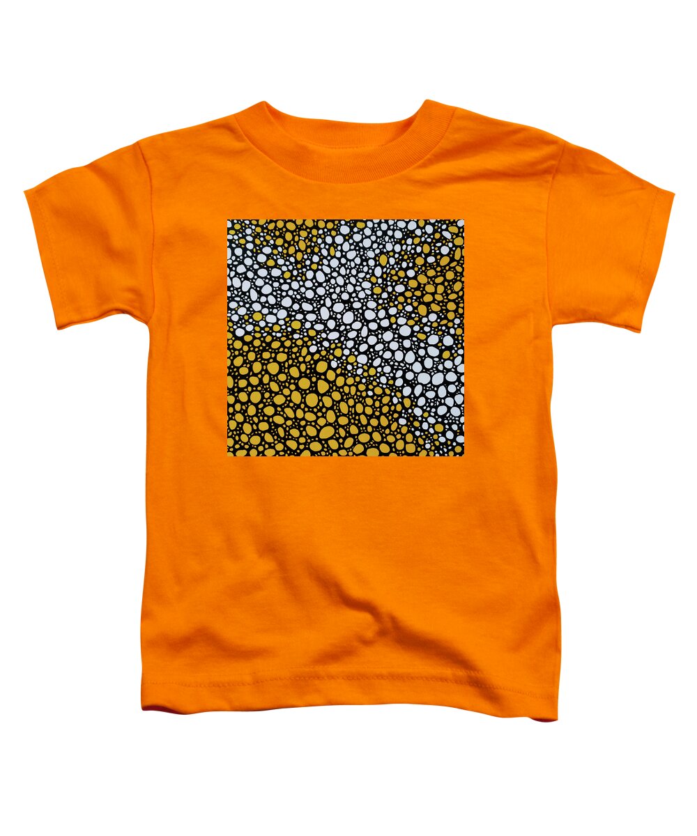 Yellow And Black Toddler T-Shirt featuring the painting THE PATH OF LEAST RESISTANCE Black White Yellow Abstract by Lynnie Lang