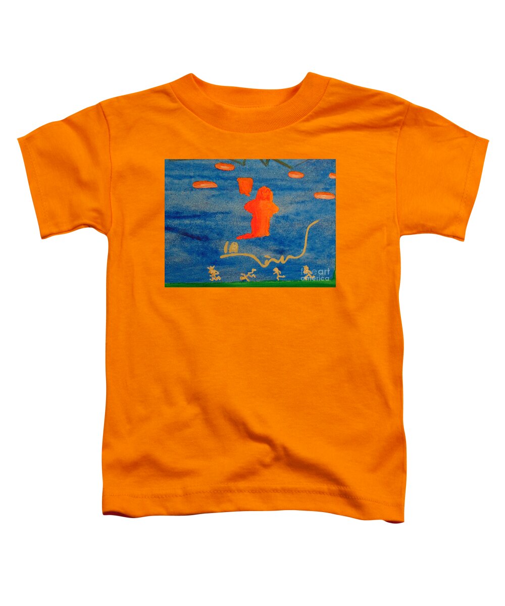 Ghost Toddler T-Shirt featuring the painting The ugly Ghost by Tania Stefania Katzouraki