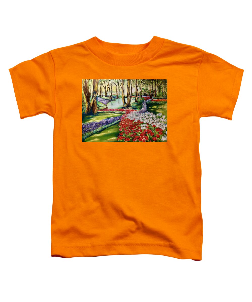 Flower Garden Toddler T-Shirt featuring the painting Tranquility by Sunel De Lange