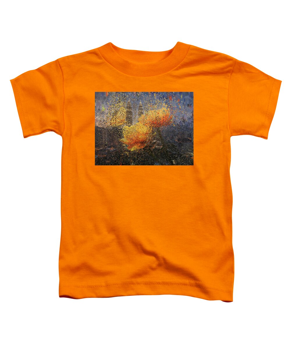 Kuala Lumpur Toddler T-Shirt featuring the painting Twins by Alex Mir