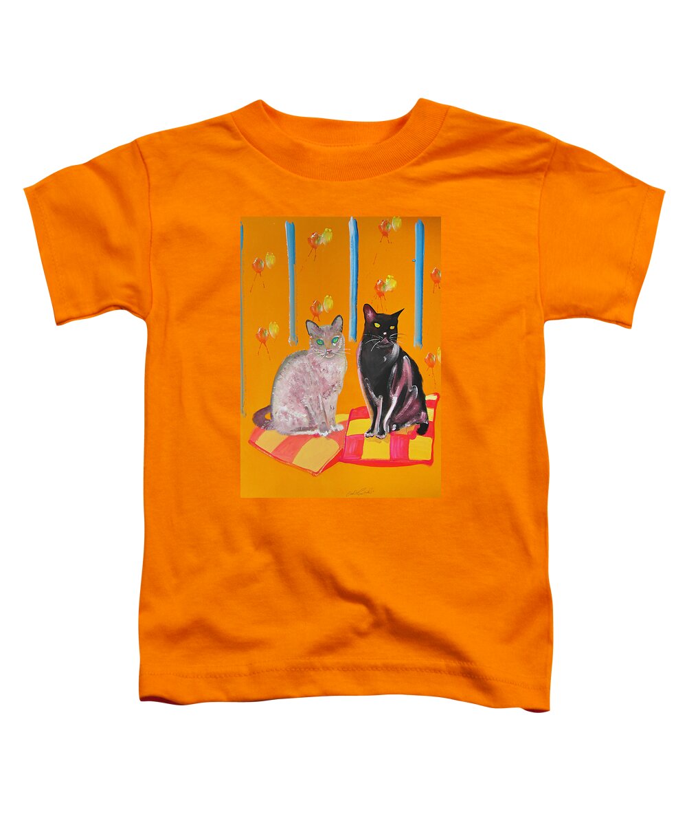 Cats Toddler T-Shirt featuring the painting Two Oriental Cats by Charles Stuart