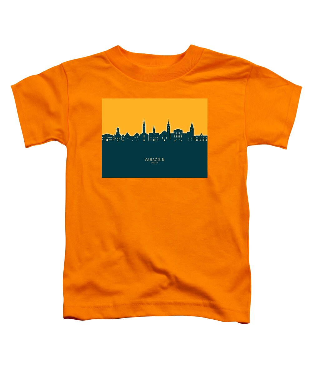 Varaždin Toddler T-Shirt featuring the digital art Varazdin Croatia Skyline #48 by Michael Tompsett