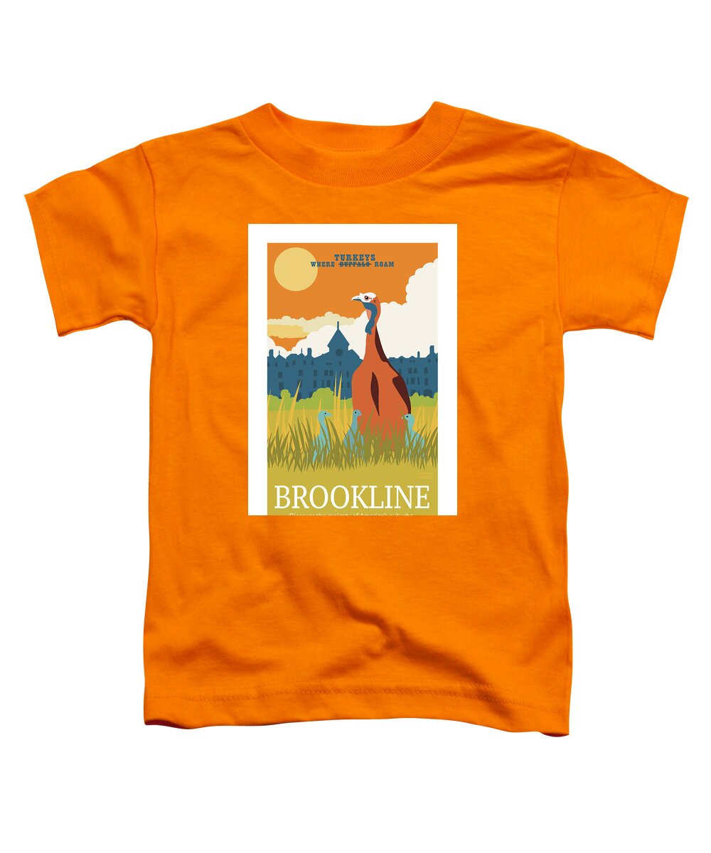 Brookline Toddler T-Shirt featuring the digital art Where the Turkeys Roam by Caroline Barnes