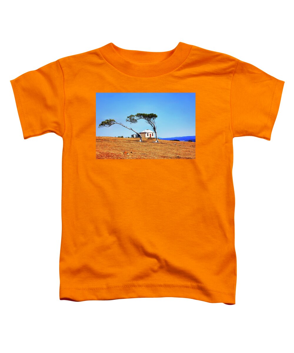 Tantalising Toddler T-Shirt featuring the photograph Windswept Trees Maria Island by Lexa Harpell
