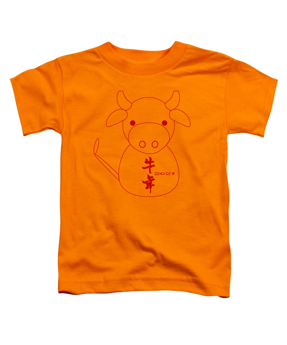 Year Of Ox Toddler T-Shirt featuring the digital art Year Of Ox No.2 by Fei A