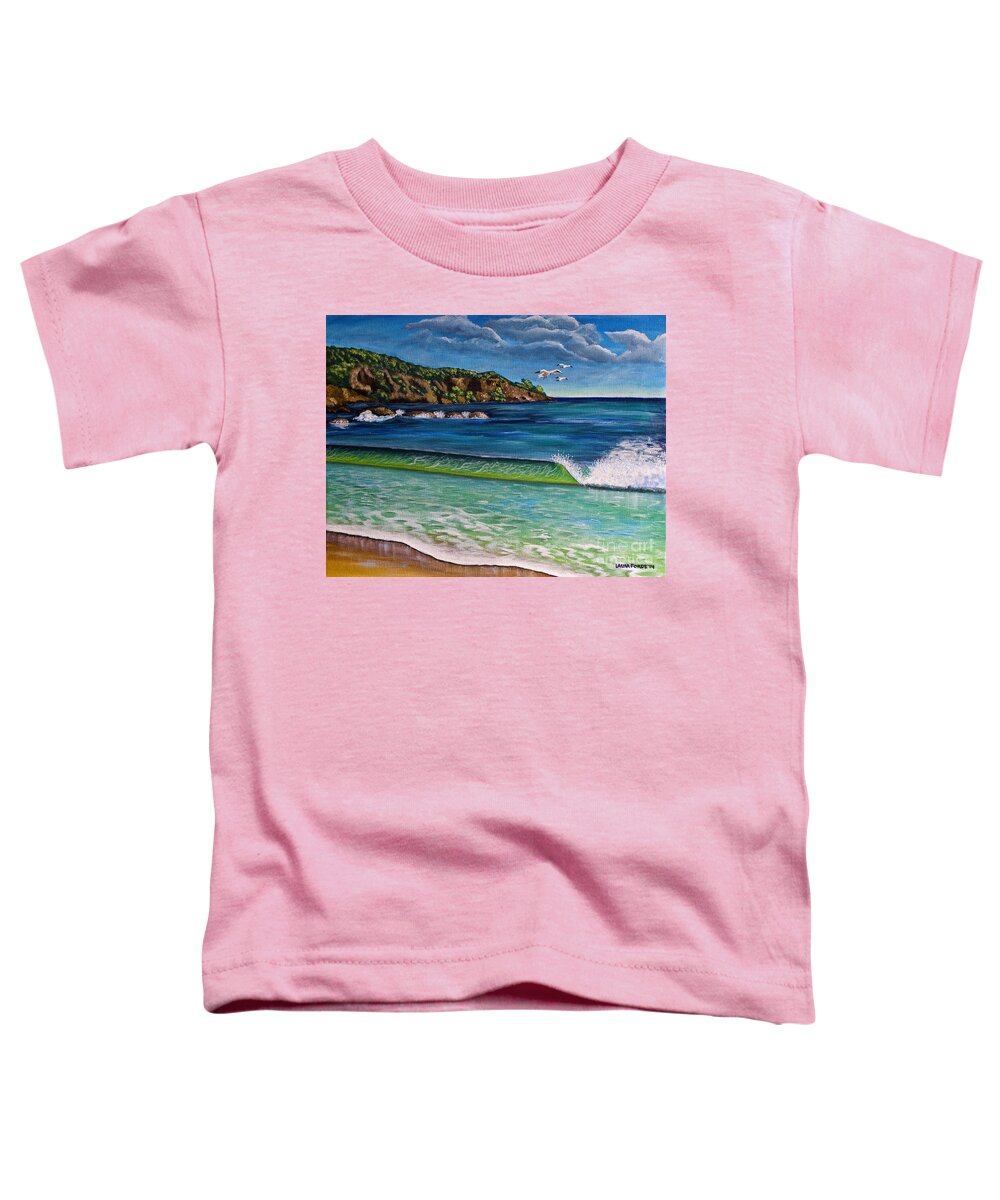 Grand Anse Beach Toddler T-Shirt featuring the painting Crashing Wave by Laura Forde