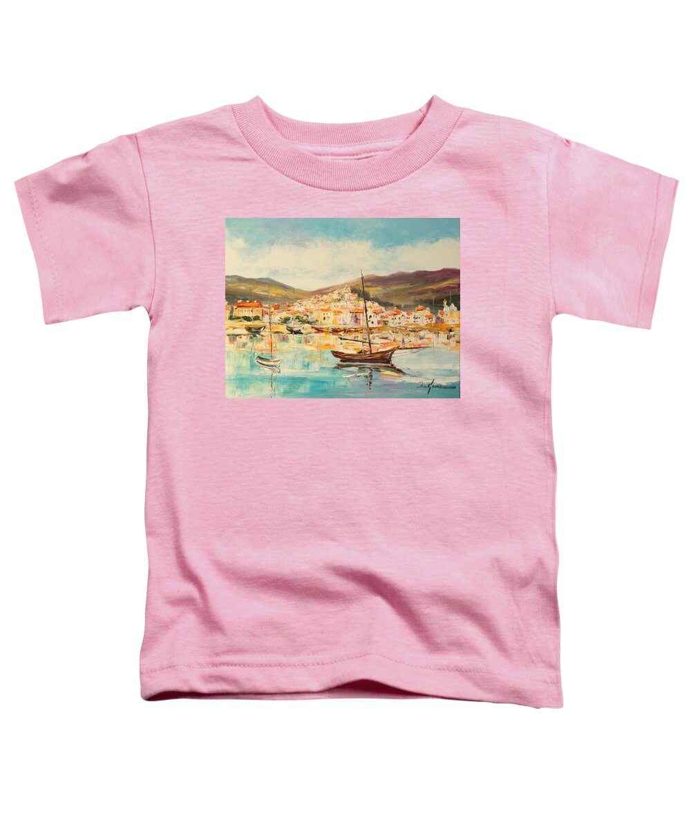 Menton Toddler T-Shirt featuring the painting Mentone harbour #1 by Luke Karcz