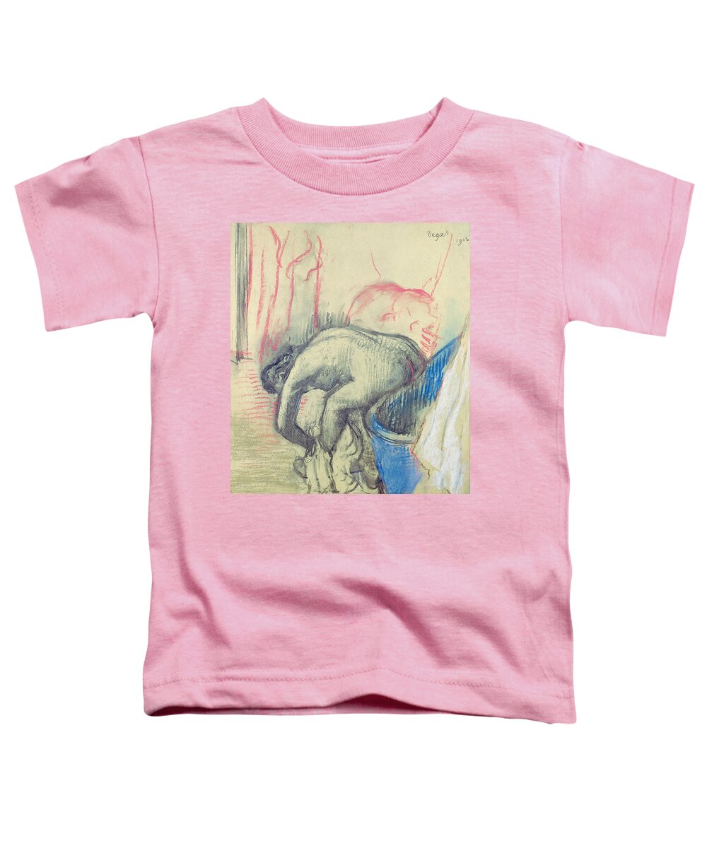 Degas Toddler T-Shirt featuring the drawing After the Bath by Edgar Degas