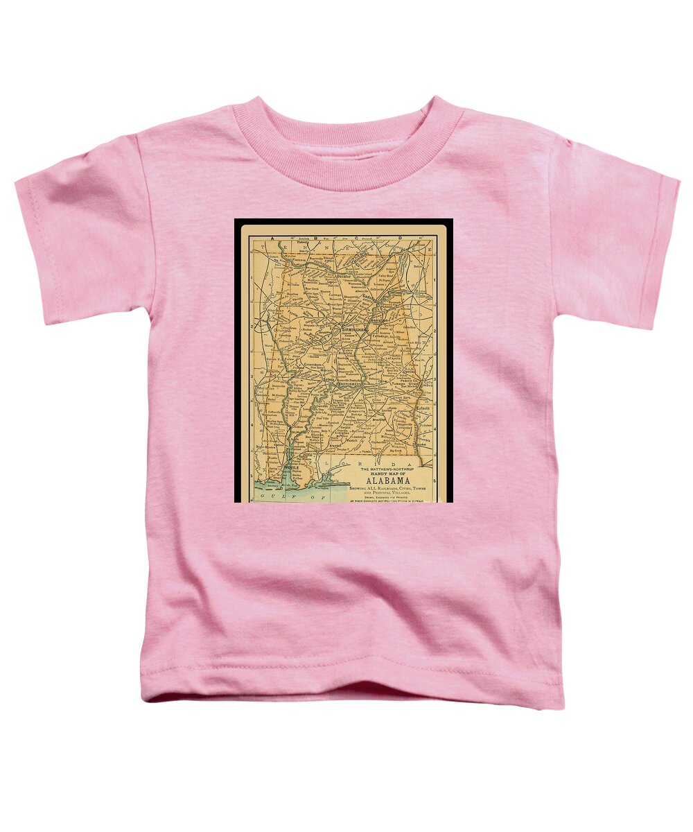 Alabama Toddler T-Shirt featuring the photograph 1891 Map of Alabama by Phil Cardamone