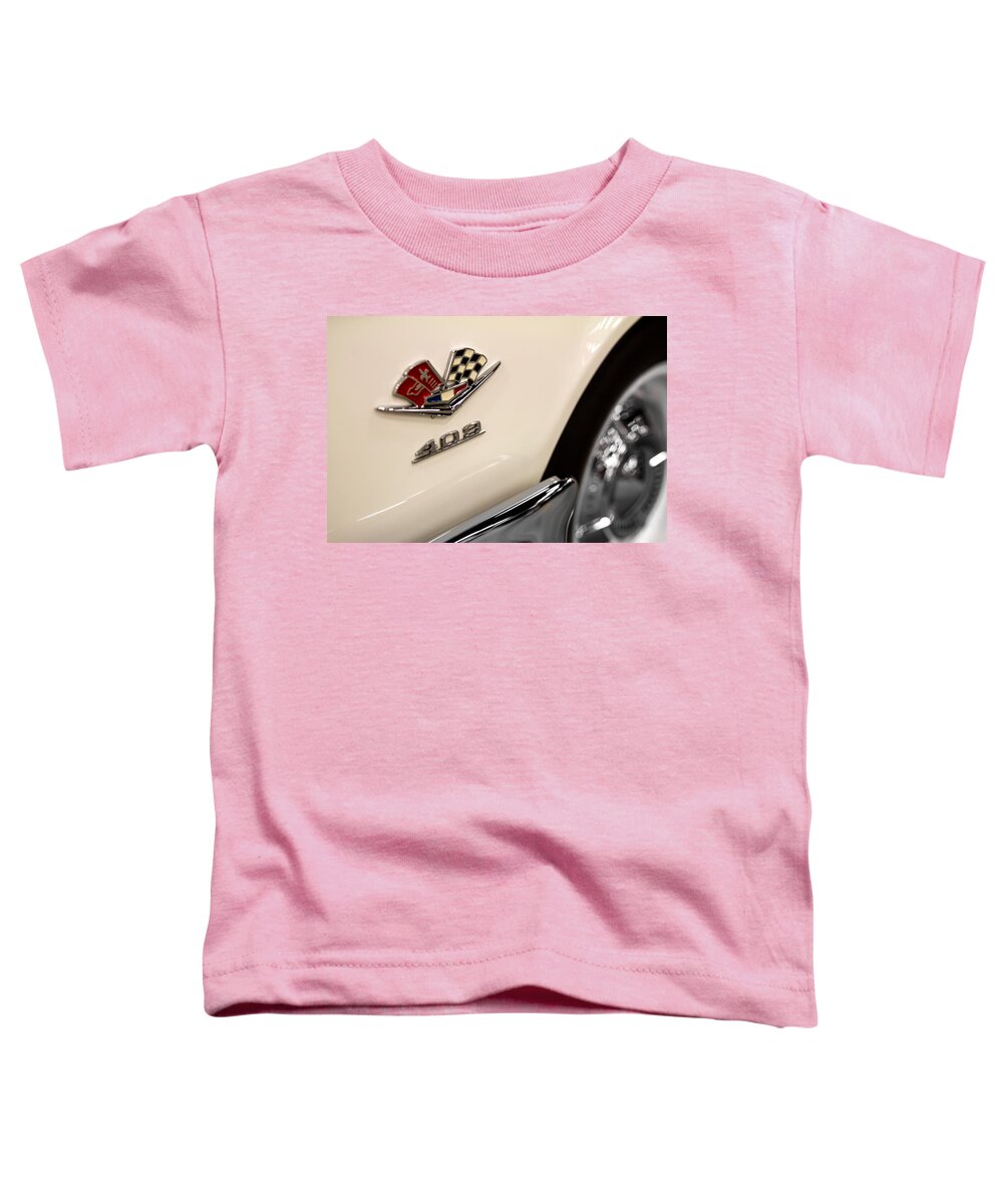 1962 Toddler T-Shirt featuring the photograph 1962 Chevy Bel Air 409 Emblem by Ron Pate