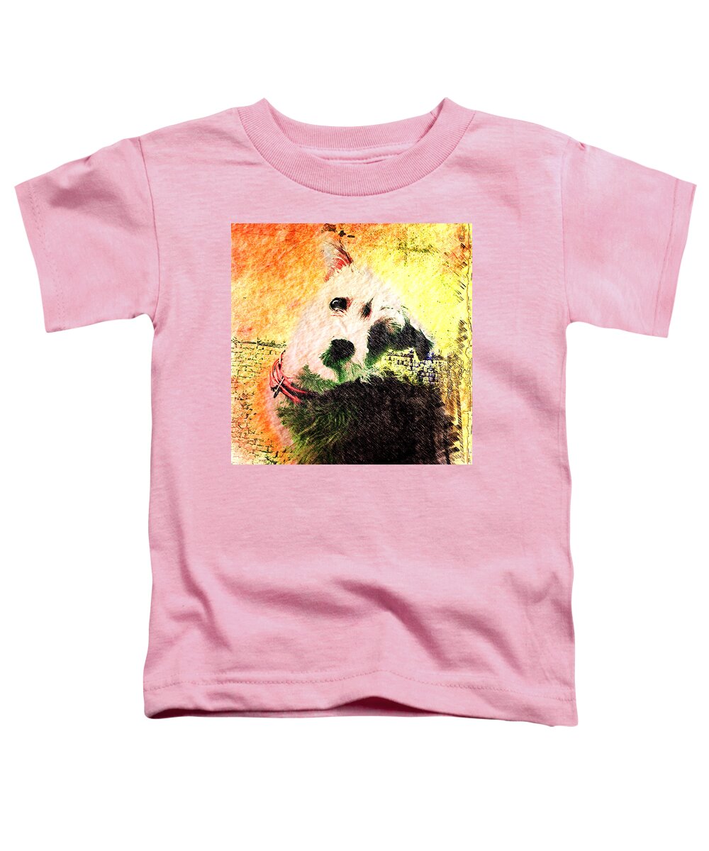 Puppy Toddler T-Shirt featuring the mixed media Baxter by Kevyn Bashore