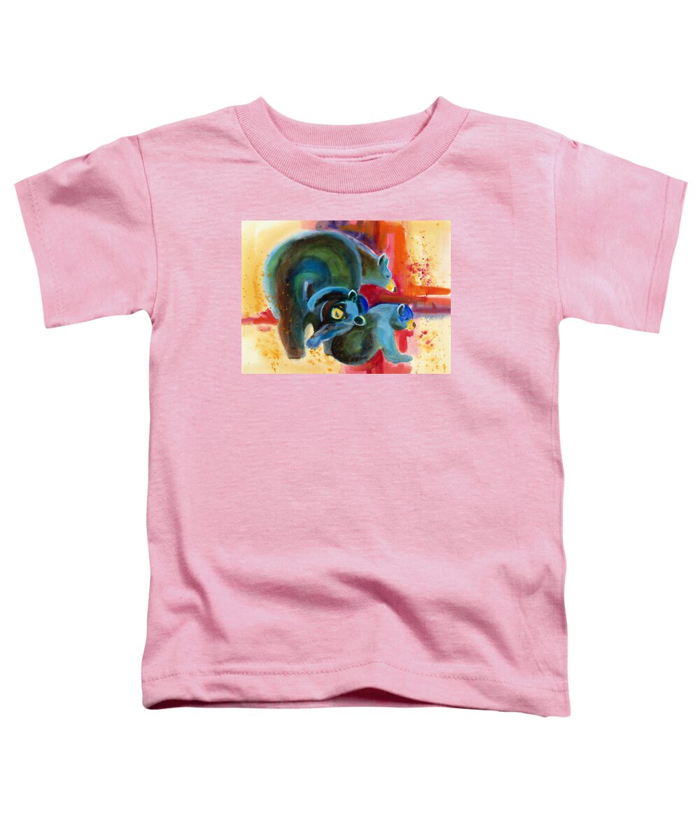 Paintings Toddler T-Shirt featuring the painting Bear Family in Red by Kathy Braud