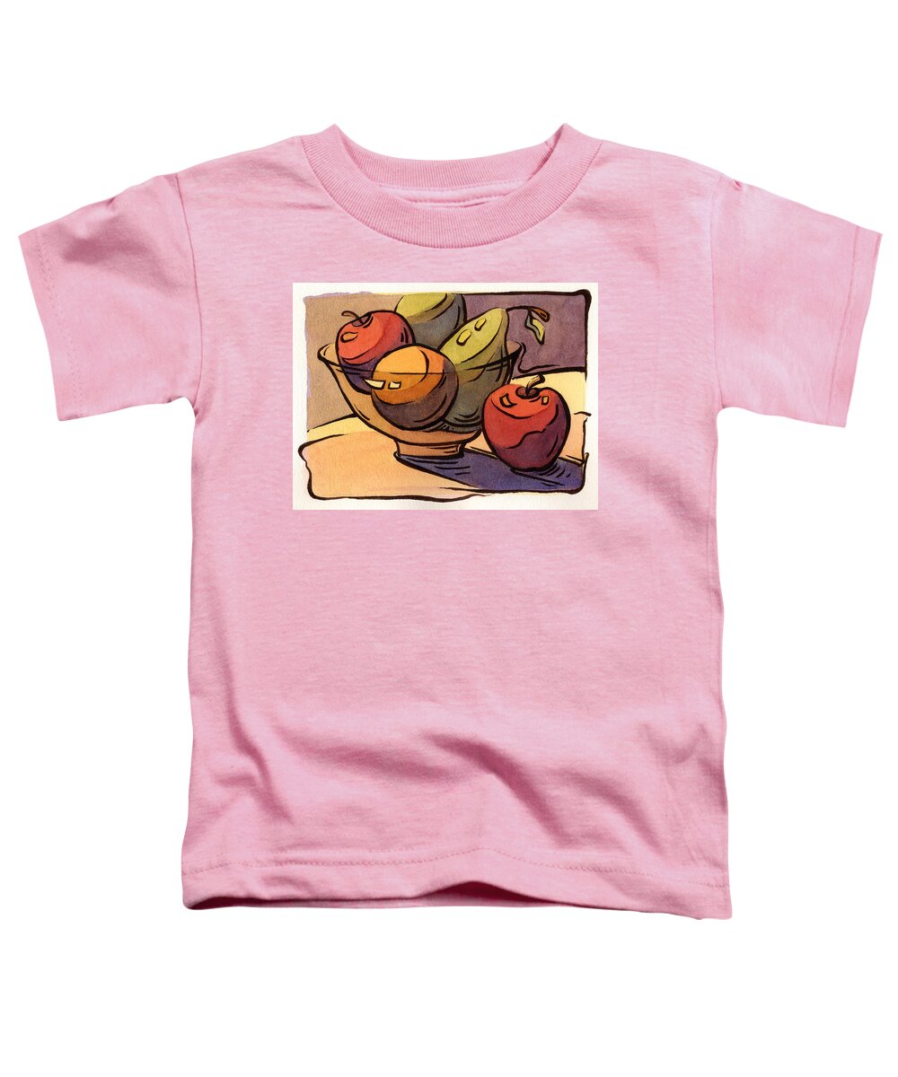 Radishes Toddler T-Shirt featuring the painting Bowl of Fruit 8 by Konnie Kim
