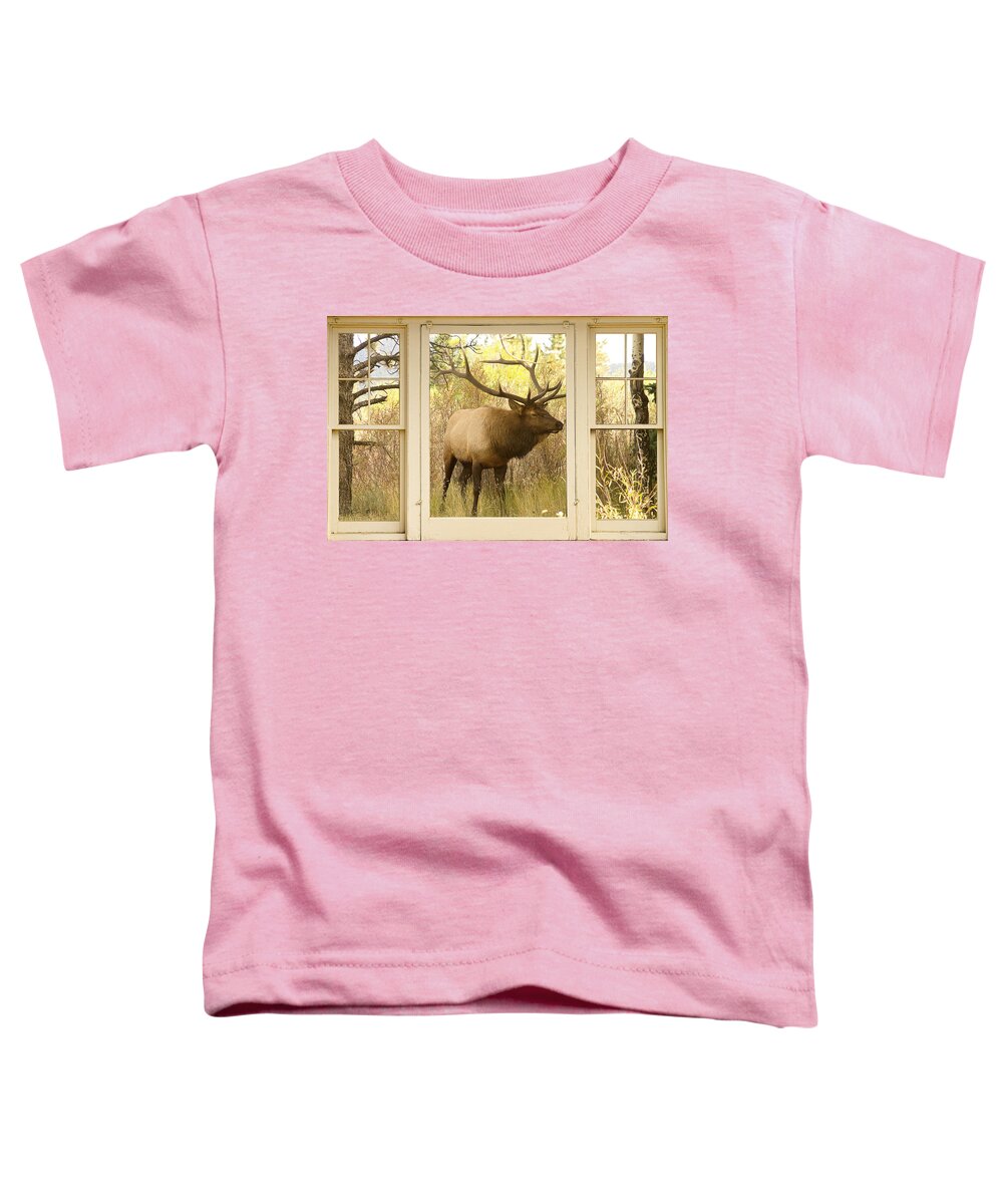 Windows Toddler T-Shirt featuring the photograph Bull Elk Window View by James BO Insogna