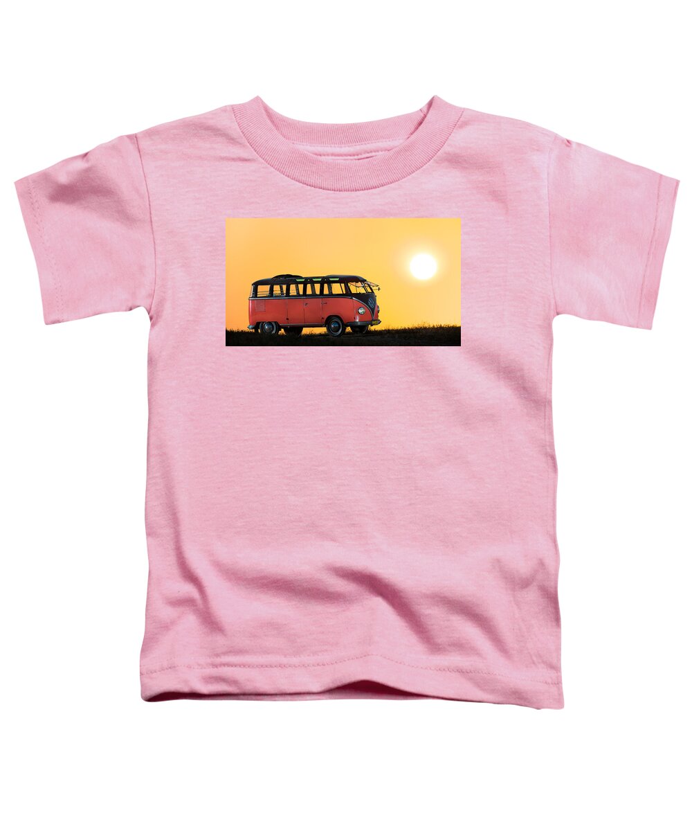 23 Window Toddler T-Shirt featuring the photograph Bus at Sunset by Richard Kimbrough