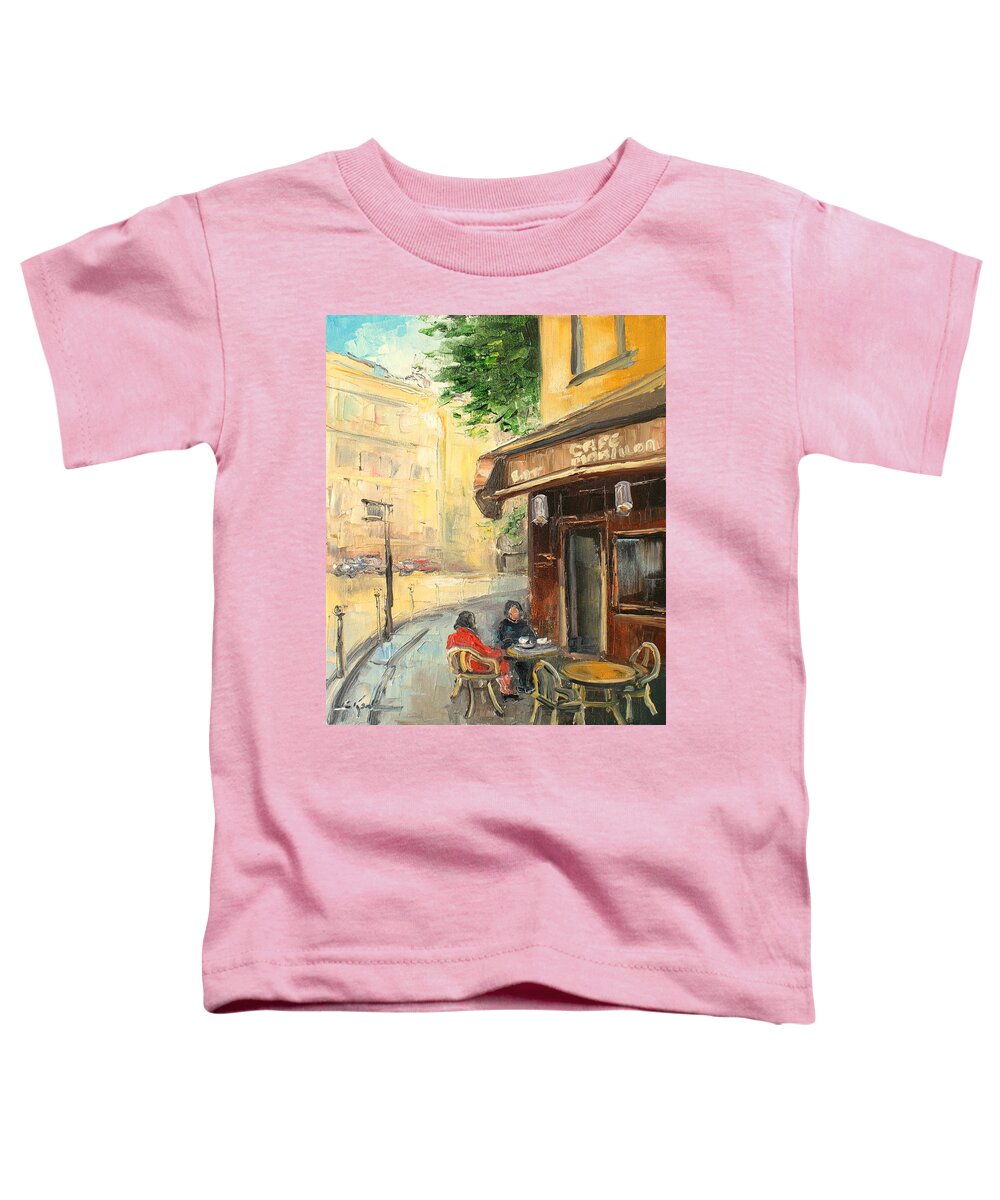 Paris Toddler T-Shirt featuring the painting Cafe de Paris by Luke Karcz