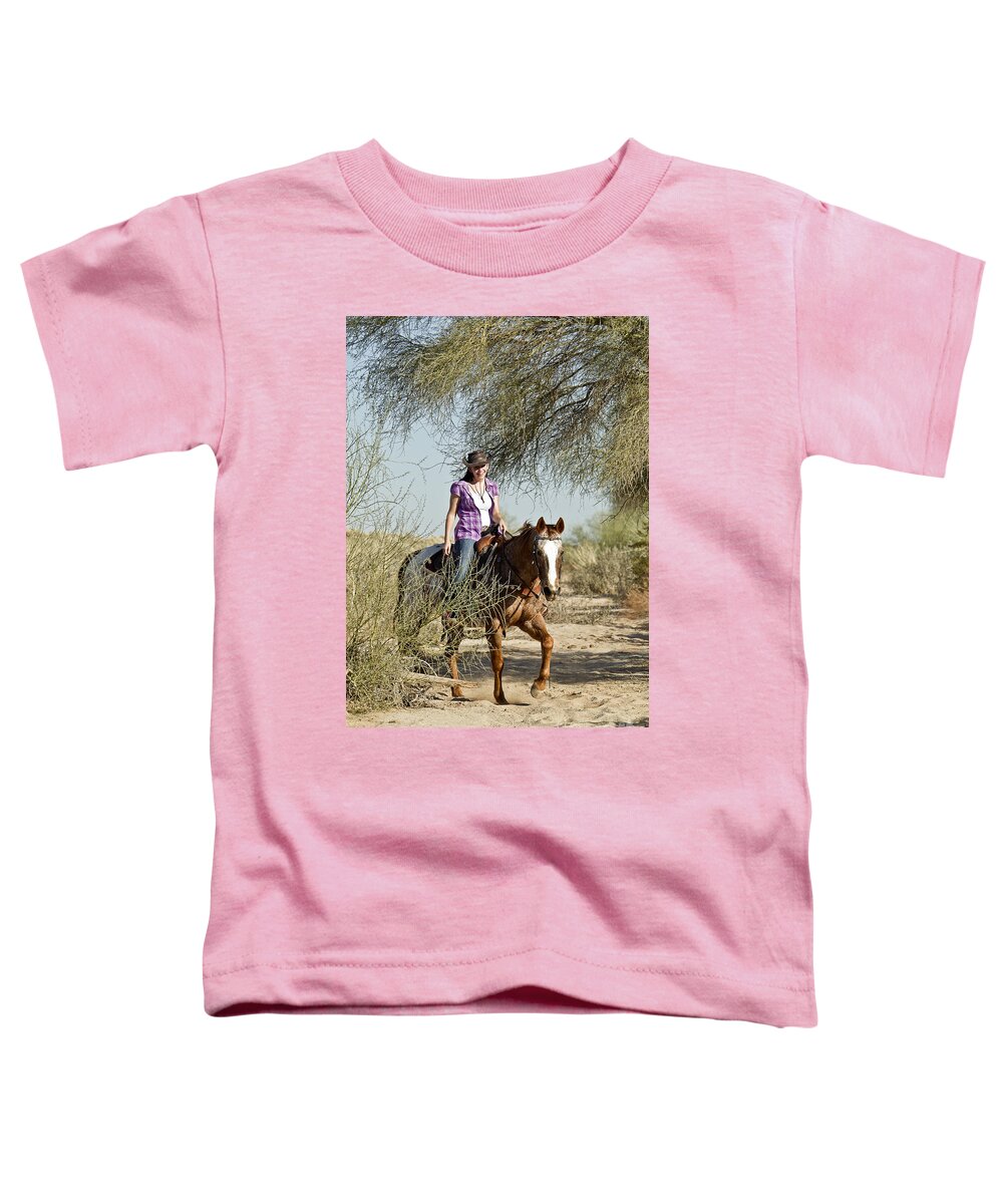 Horse Toddler T-Shirt featuring the photograph Coming Through the Wash by Kathy McClure